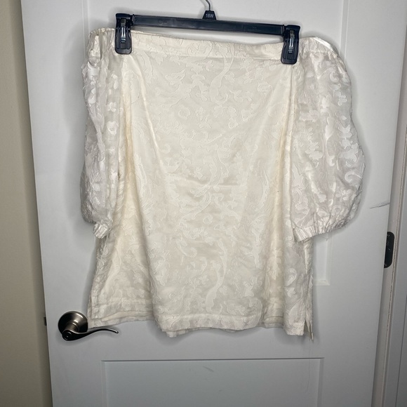 Ralph Lauren White Jacquard Off-the-Shoulder Blouse Top NWT Women’s Size XL - Picture 1 of 6